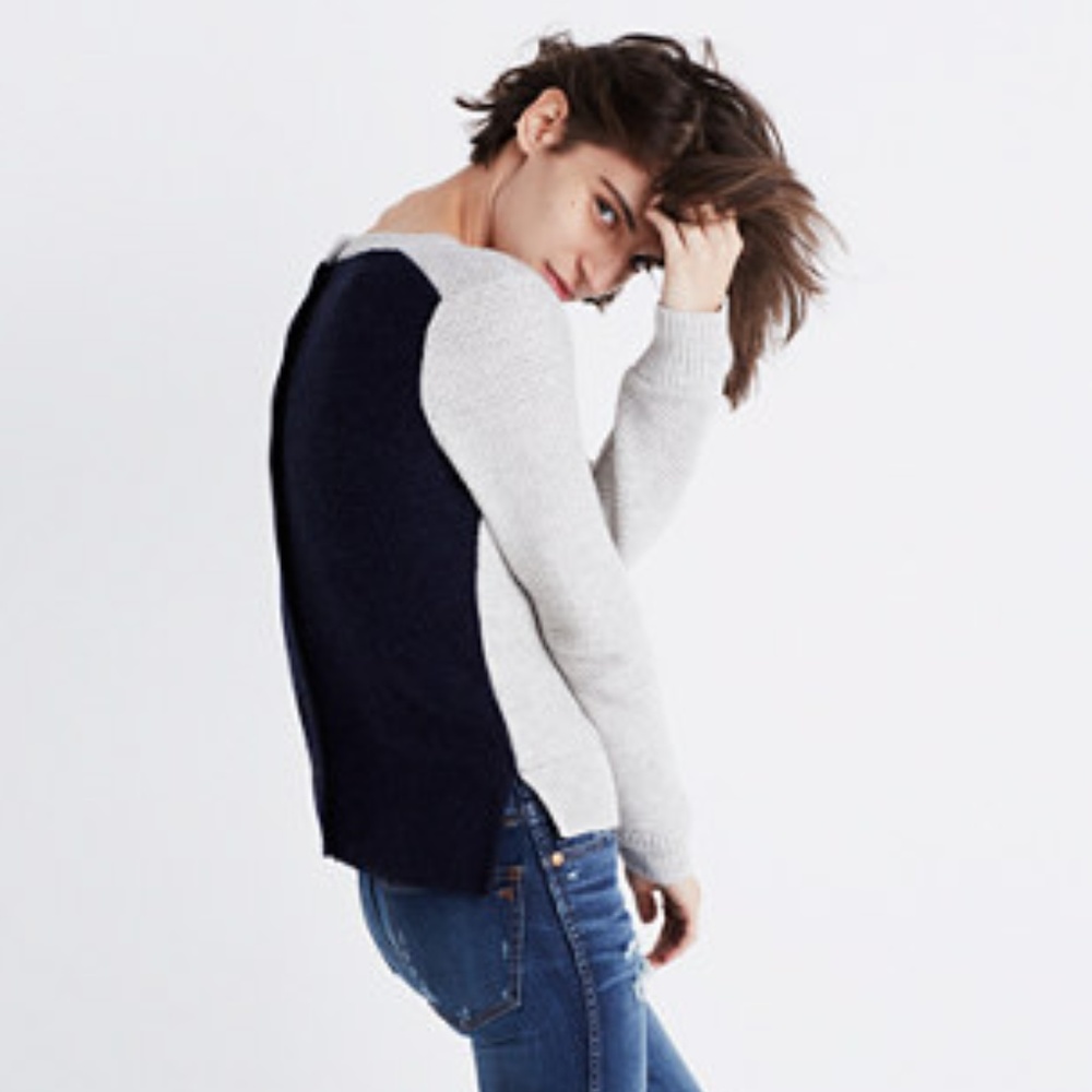 Madewell Backroad Button-Back Sweater Colorblock